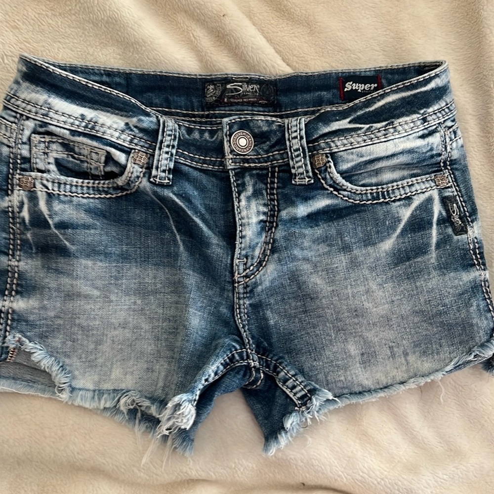 Women's silver jeans.